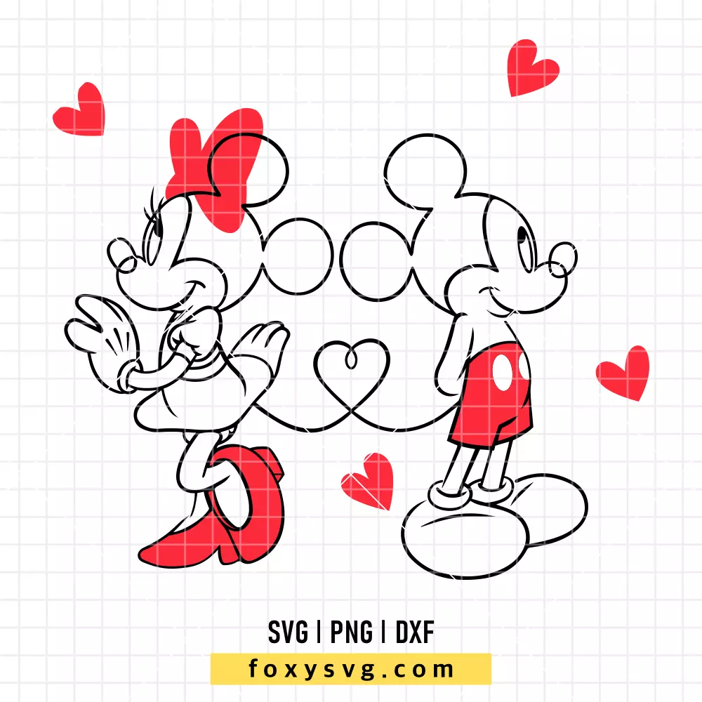 Mickey and Minnie Valentine SVG, PNG | Disney SVG Cut File for Cricut & Silhouette