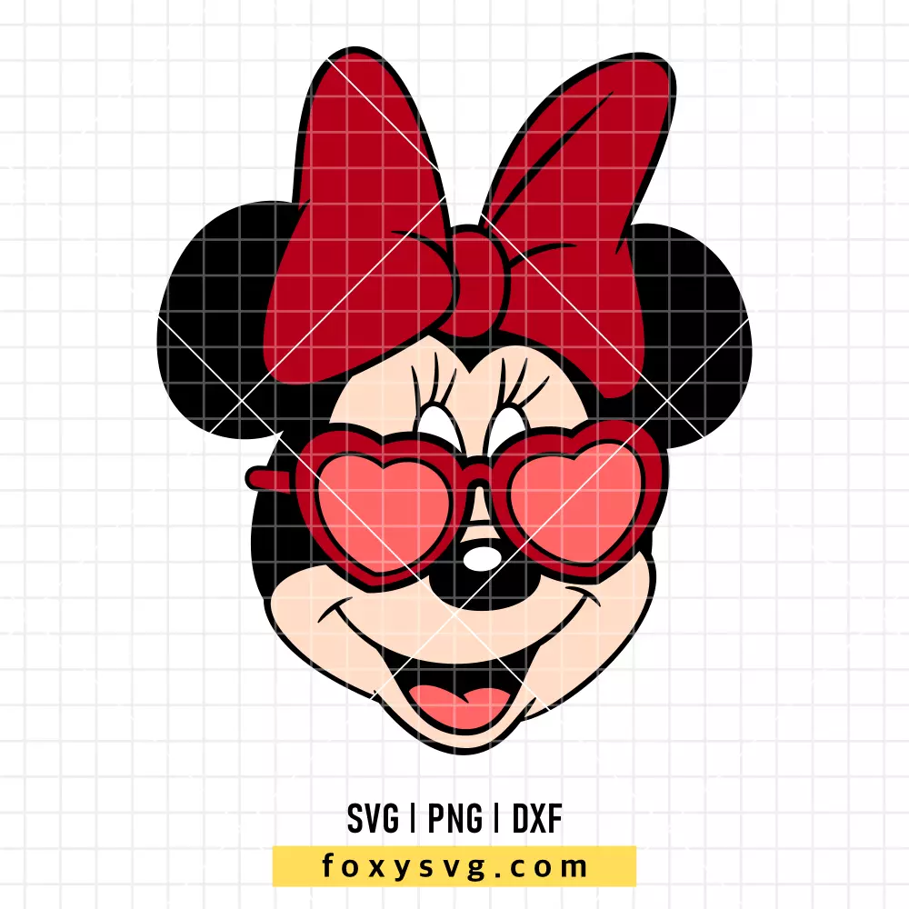 Minnie With Valentine's Day Glasses SVG, PNG | Disney SVG Cut File for Cricut & Silhouette