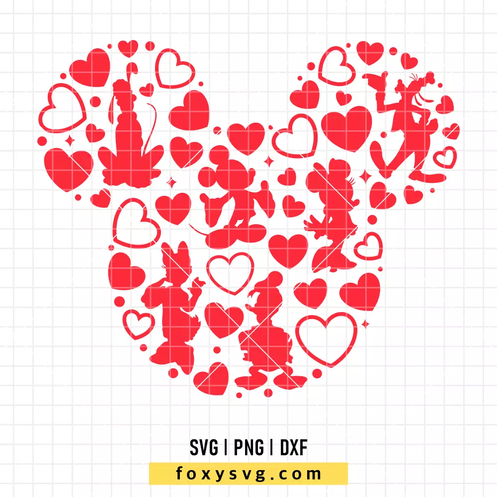 Valentine Disney Friends Mickey SVG, PNG | Disney SVG Cut File for Cricut & Silhouette