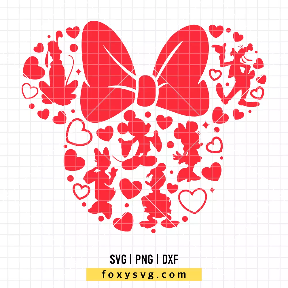 Valentine Disney Friends Minnie SVG | Disney SVG PNG Design for Cricut, Silhouette