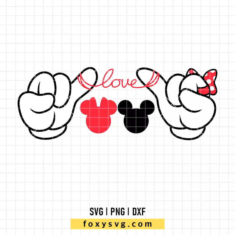 Valentine Hands Mickey and Minnie SVG, PNG | Disney SVG Cut File for Cricut & Silhouette