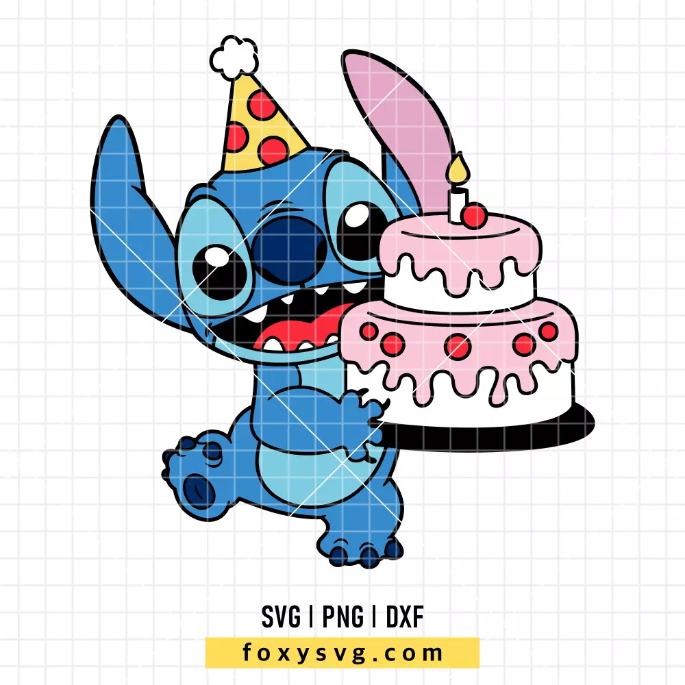 Birthday Cake Stitch SVG | Disney SVG PNG Design for Cricut, Silhouette
