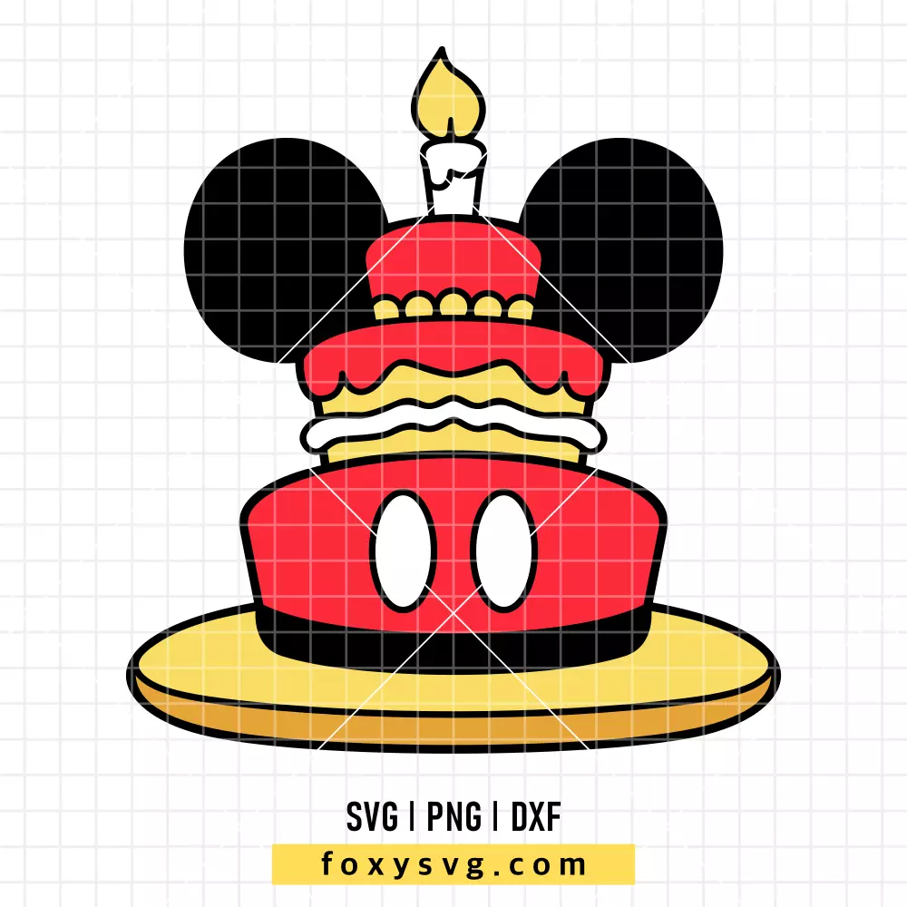 Mickey Birthday Cake SVG | Disney SVG PNG Design for Cricut, Silhouette