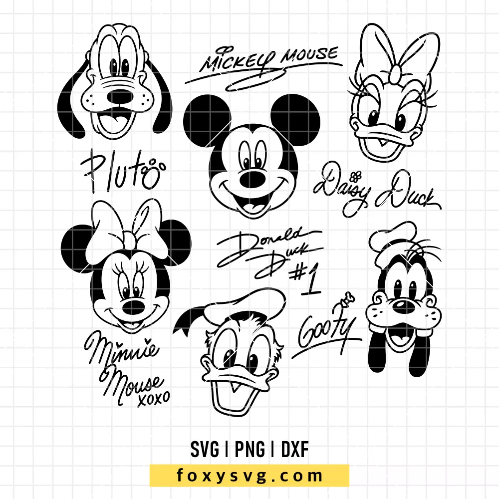 Mickey and Friends Signatures SVG, PNG | Disney SVG Cut File for Cricut & Silhouette
