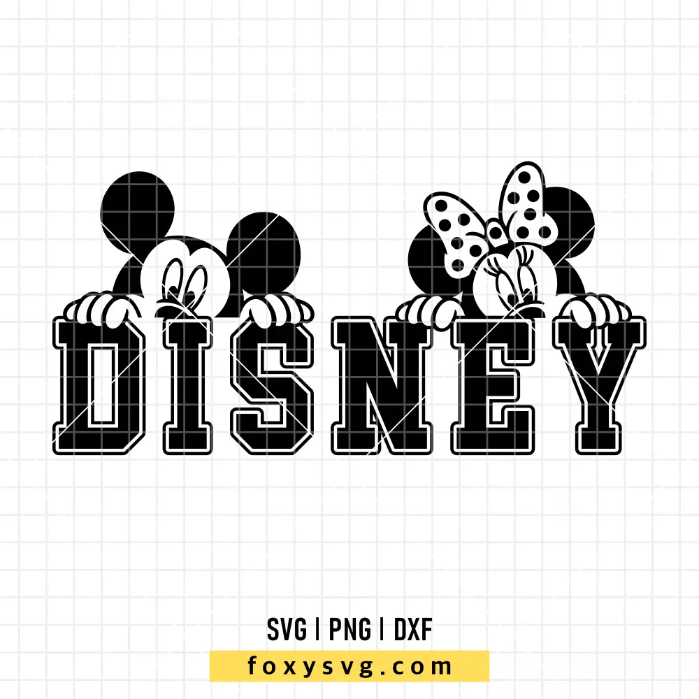 Mickey and Minnie Peeking SVG | Disney SVG PNG Design for Cricut, Silhouette