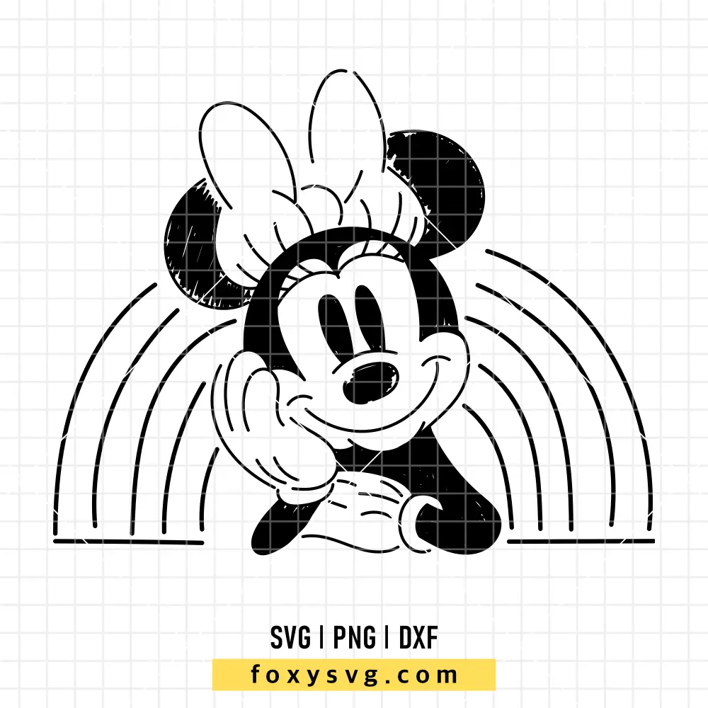 Minnie Rainbow Sketch Outline SVG | Disney SVG PNG Design for Cricut, Silhouette