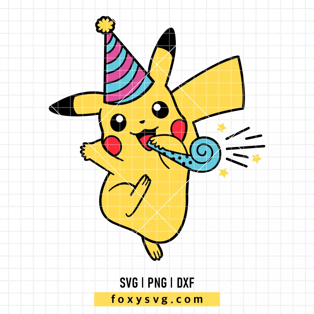 Pikachu Birthday SVG | Pokemon SVG PNG Design for Cricut, Silhouette