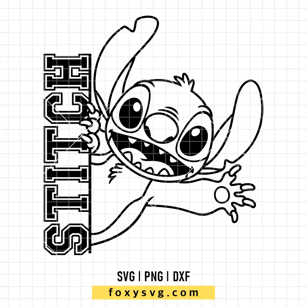 Stitch Peeking Outline SVG, PNG | Disney SVG Cut File for Cricut & Silhouette