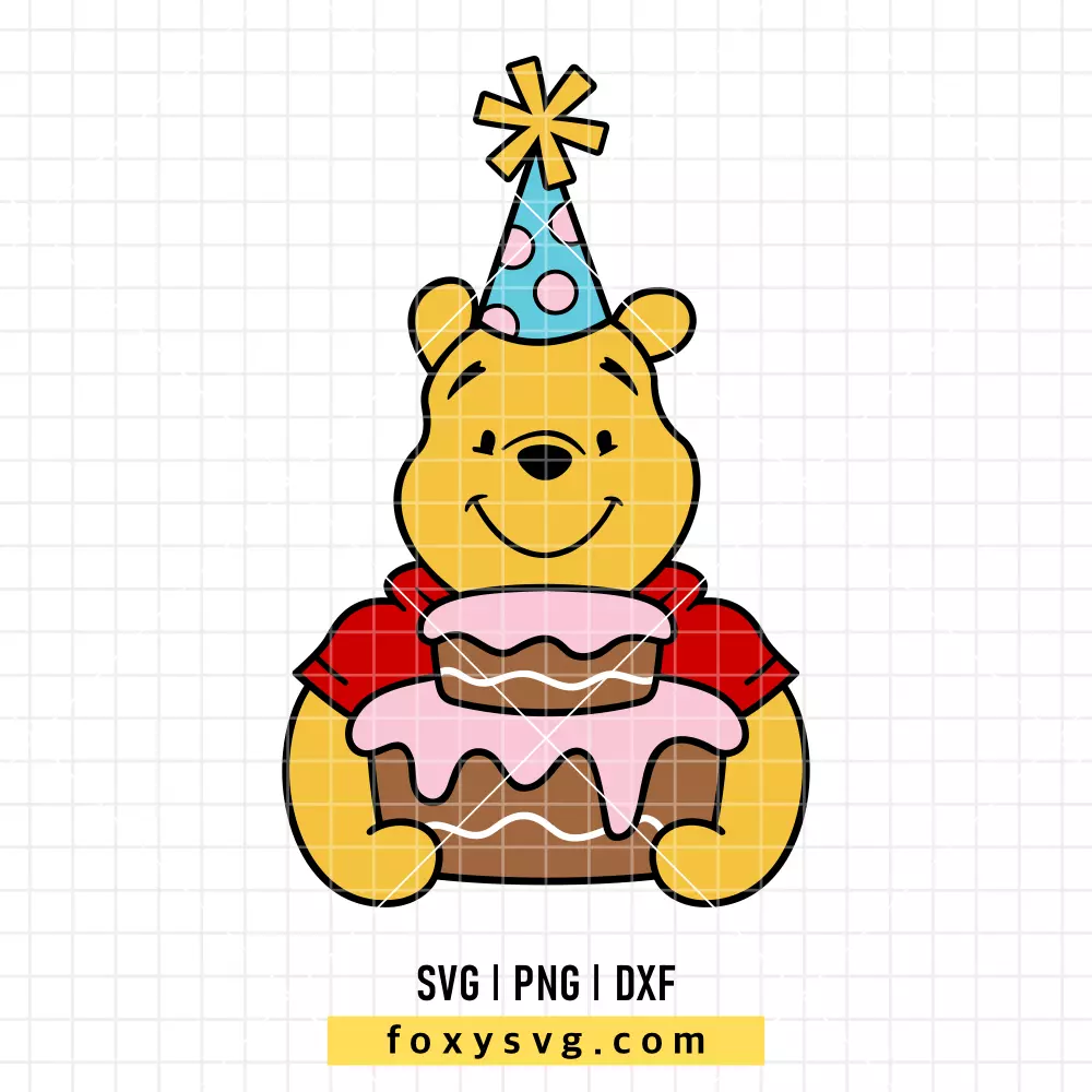 Winnie the Pooh Birthday SVG | Disney SVG PNG Design for Cricut, Silhouette