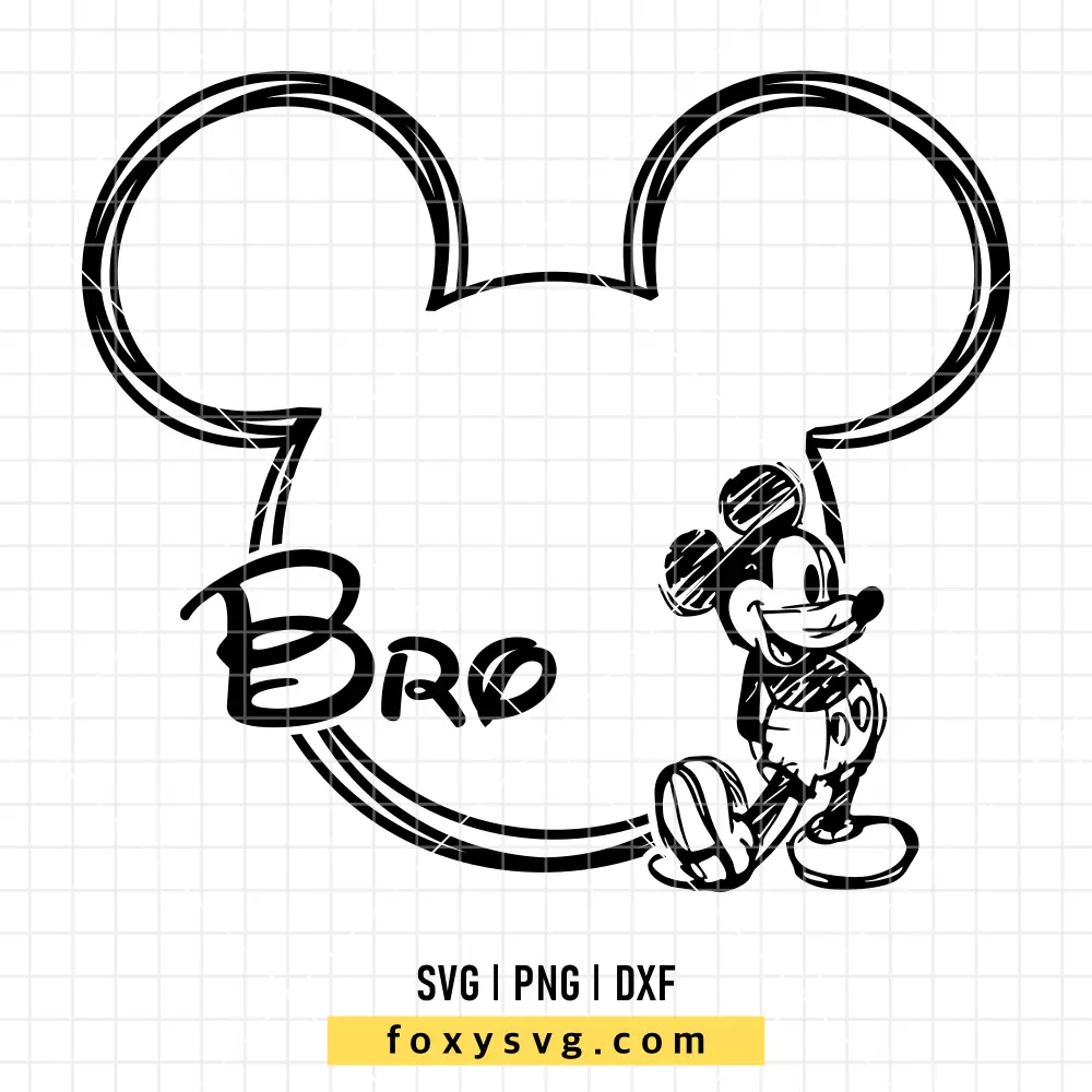 Bro Mickey Outline Sketch SVG, PNG | Disney SVG Cut File for Cricut & Silhouette