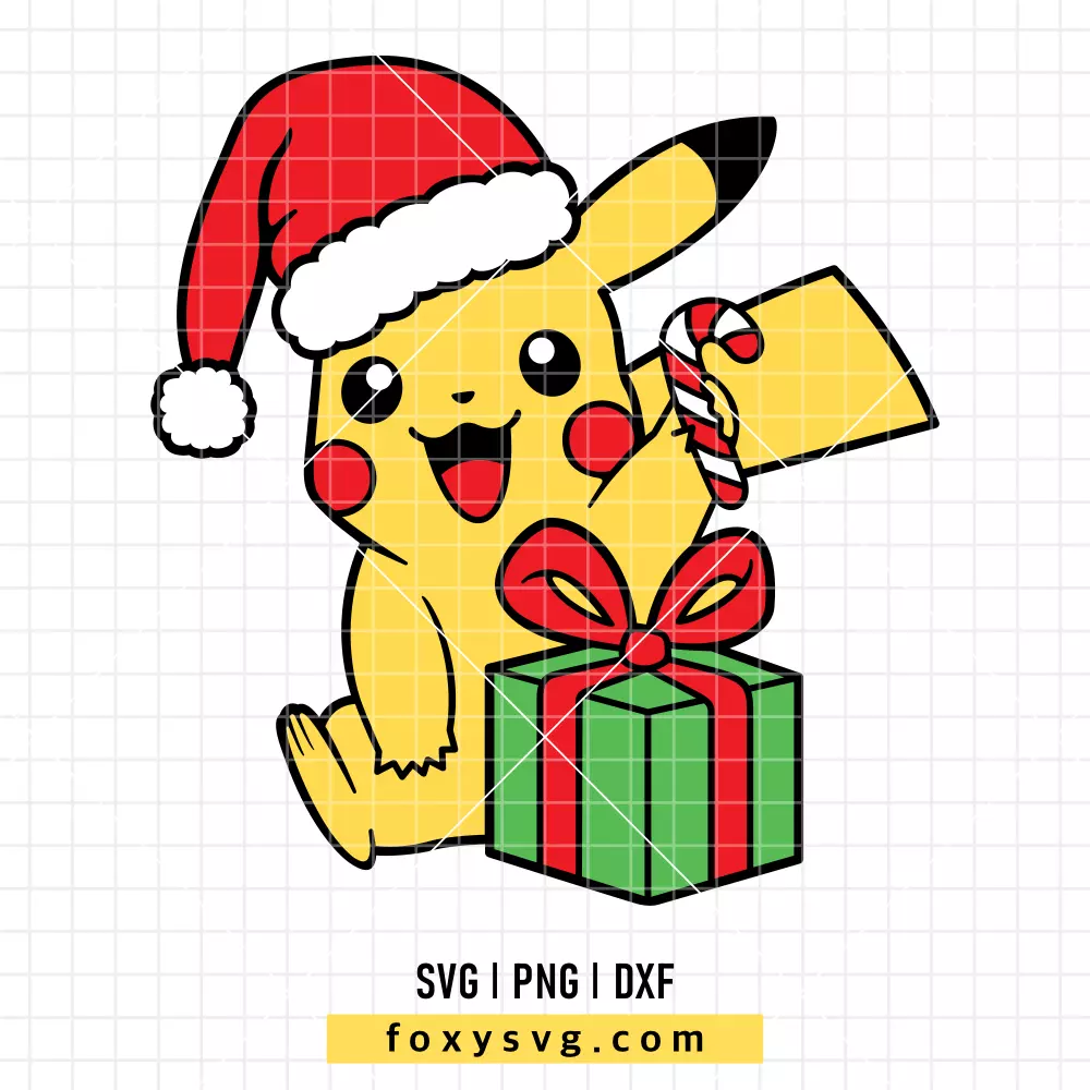 Christmas Pikachu SVG, PNG | Pokemon SVG Cut File for Cricut & Silhouette