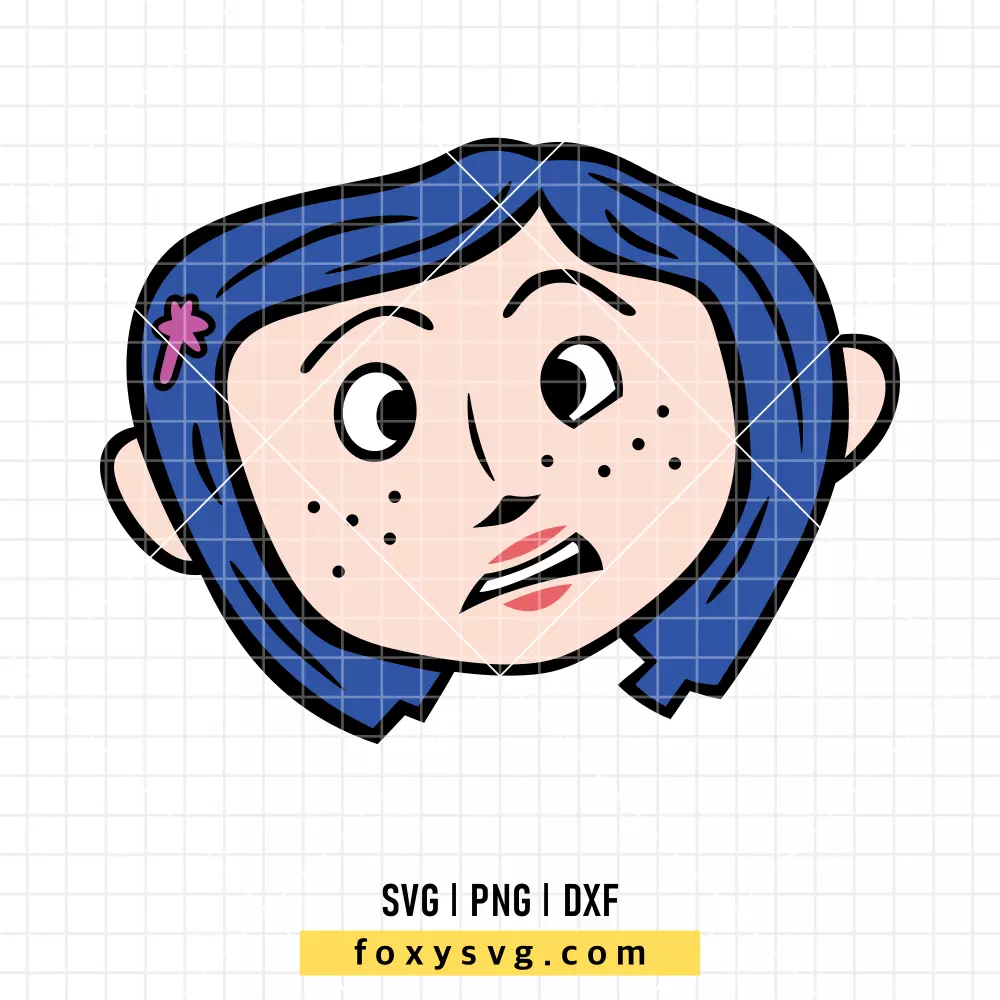 Coraline Face SVG | Spooky Movie SVG PNG Design for Cricut, Silhouette