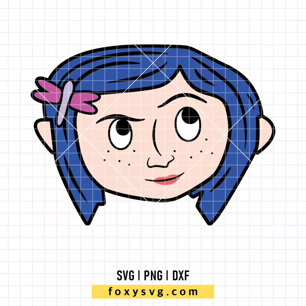 Coraline Head SVG | Spooky Movie SVG PNG Design for Cricut, Silhouette