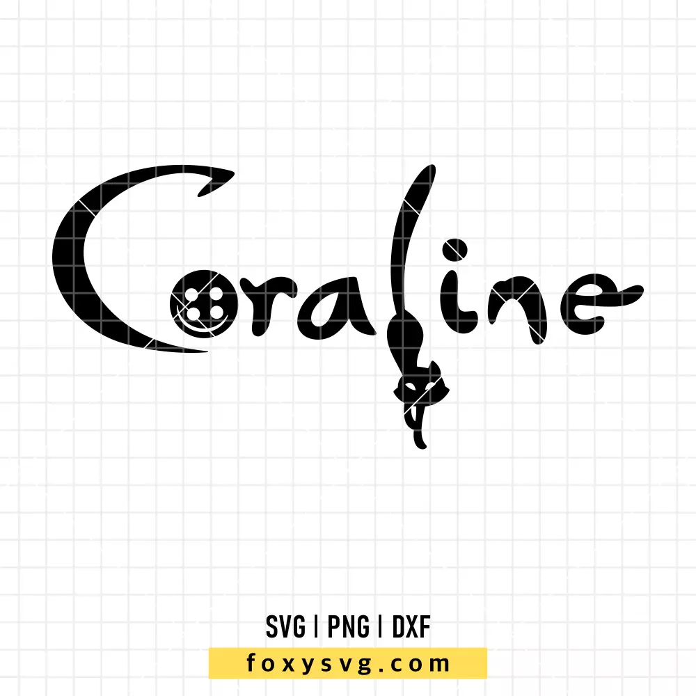 Coraline Logo with Cat SVG | Spooky Movie SVG PNG Design for Cricut, Silhouette