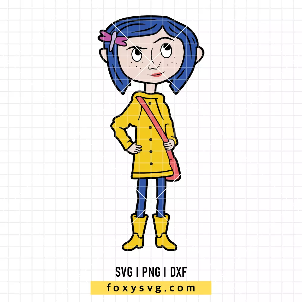 Coraline in Yellow Raincoat SVG | Spooky Movie SVG PNG Design for Cricut, Silhouette