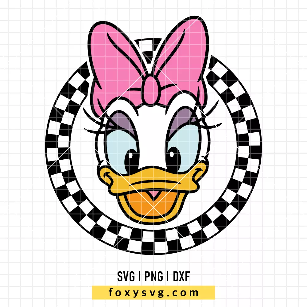 Daisy Checkered Retro Circle SVG, PNG | Disney SVG Cut File for Cricut & Silhouette