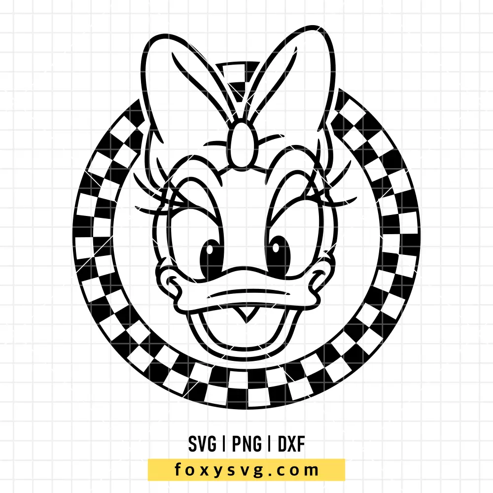 Daisy Duck Checkered Circle SVG, PNG | Disney SVG Cut File for Cricut & Silhouette