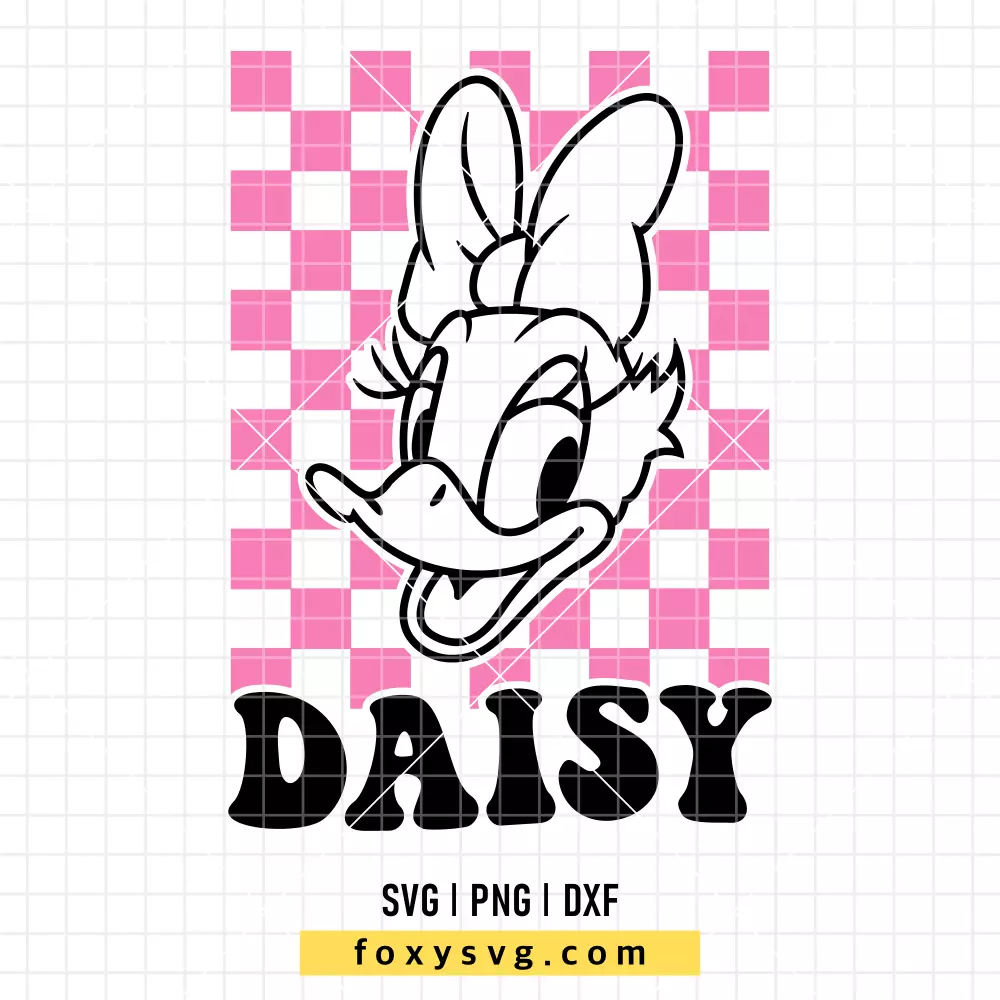 Daisy Duck Checkered Retro SVG, PNG | Disney SVG Cut File for Cricut & Silhouette