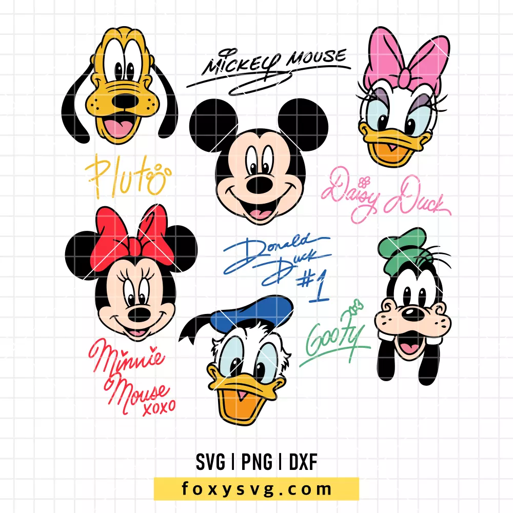 Disney Friends Signatures SVG, PNG | Disney SVG Cut File for Cricut & Silhouette