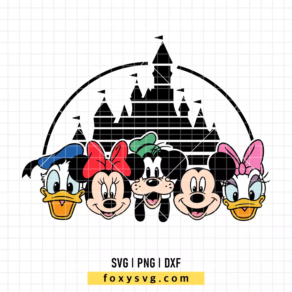 Disney Friends with Magical Castle SVG, PNG | Disney SVG Cut File for Cricut & Silhouette