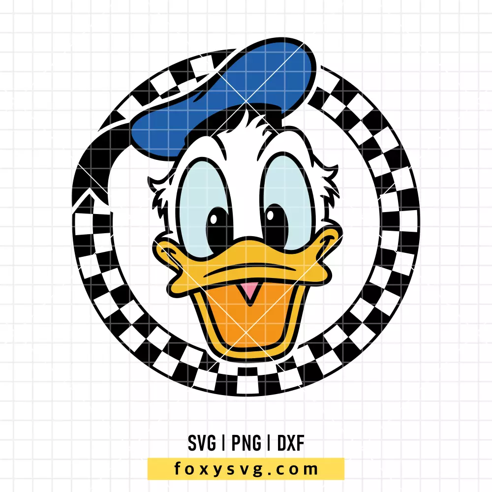 Donald Checkered Retro Circle SVG, PNG | Disney SVG Cut File for Cricut & Silhouette