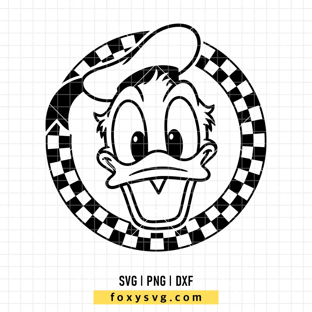 Donald Duck Checkered Circle SVG, PNG | Disney SVG Cut File for Cricut & Silhouette