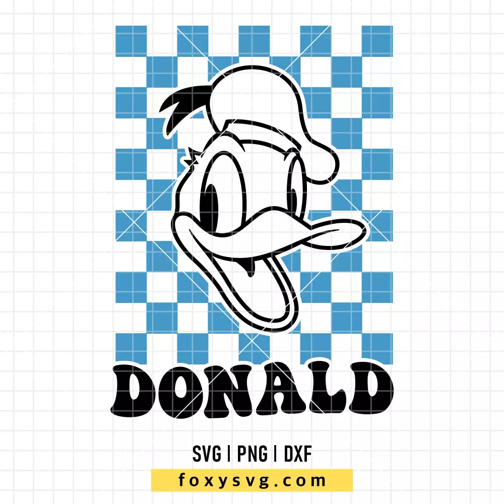 Donald Duck Checkered Retro SVG, PNG | Disney SVG Cut File for Cricut & Silhouette