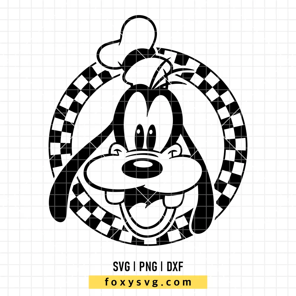 Goofy Checkered Circle SVG, PNG | Disney SVG Cut File for Cricut & Silhouette