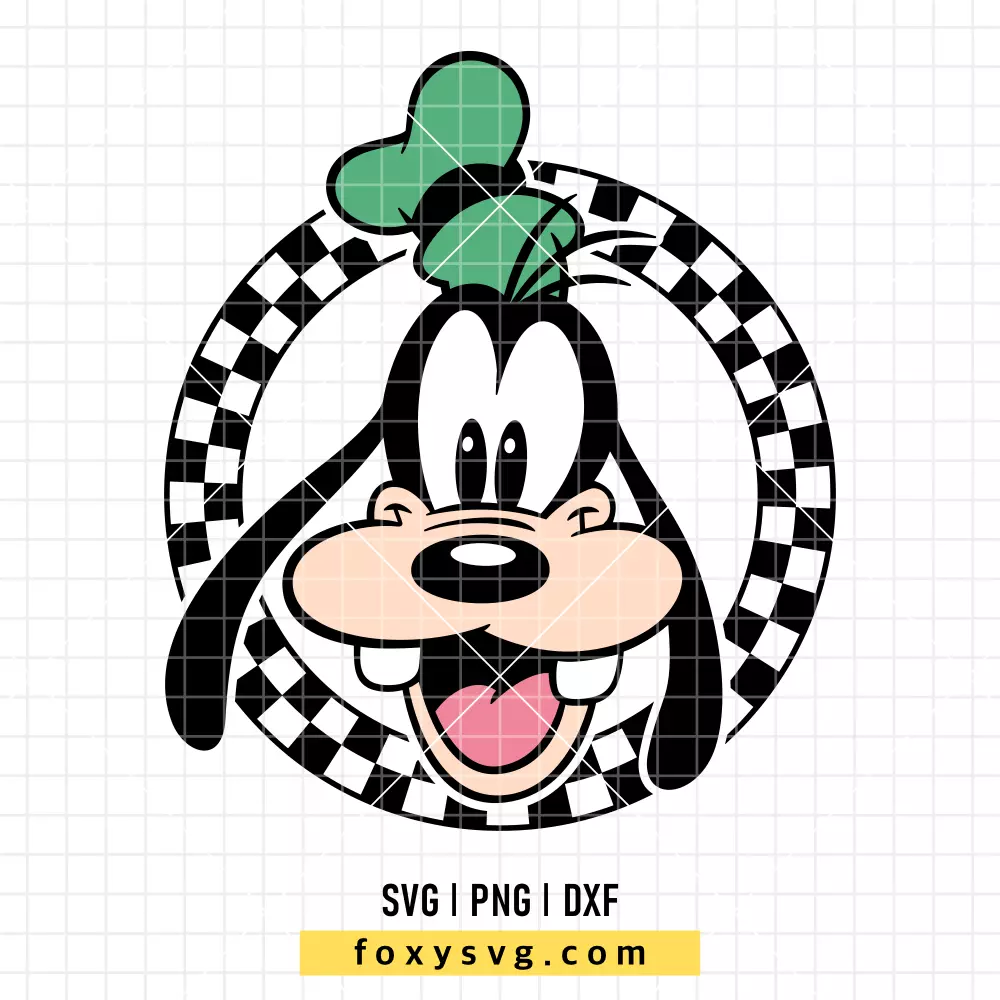 Goofy Checkered Retro Circle SVG, PNG | Disney SVG Cut File for Cricut & Silhouette