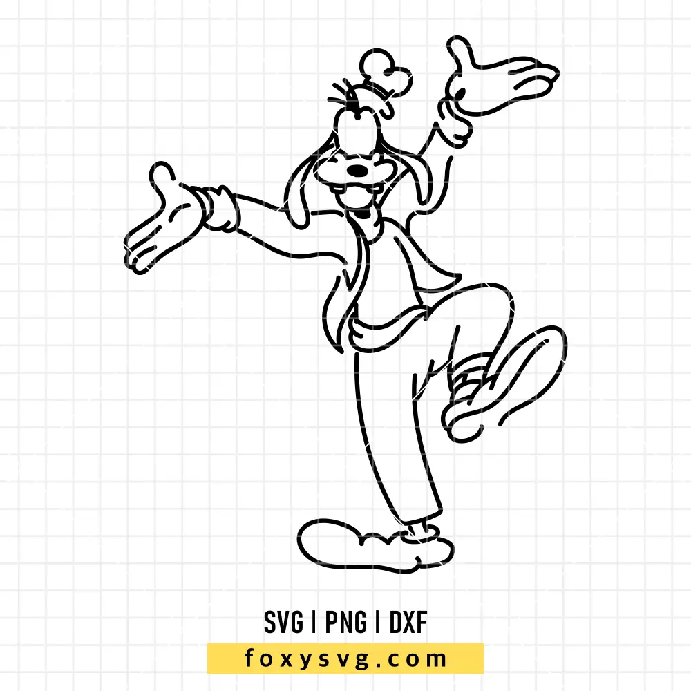 Goofy Outline Sketch SVG | Disney SVG PNG Design for Cricut, Silhouette