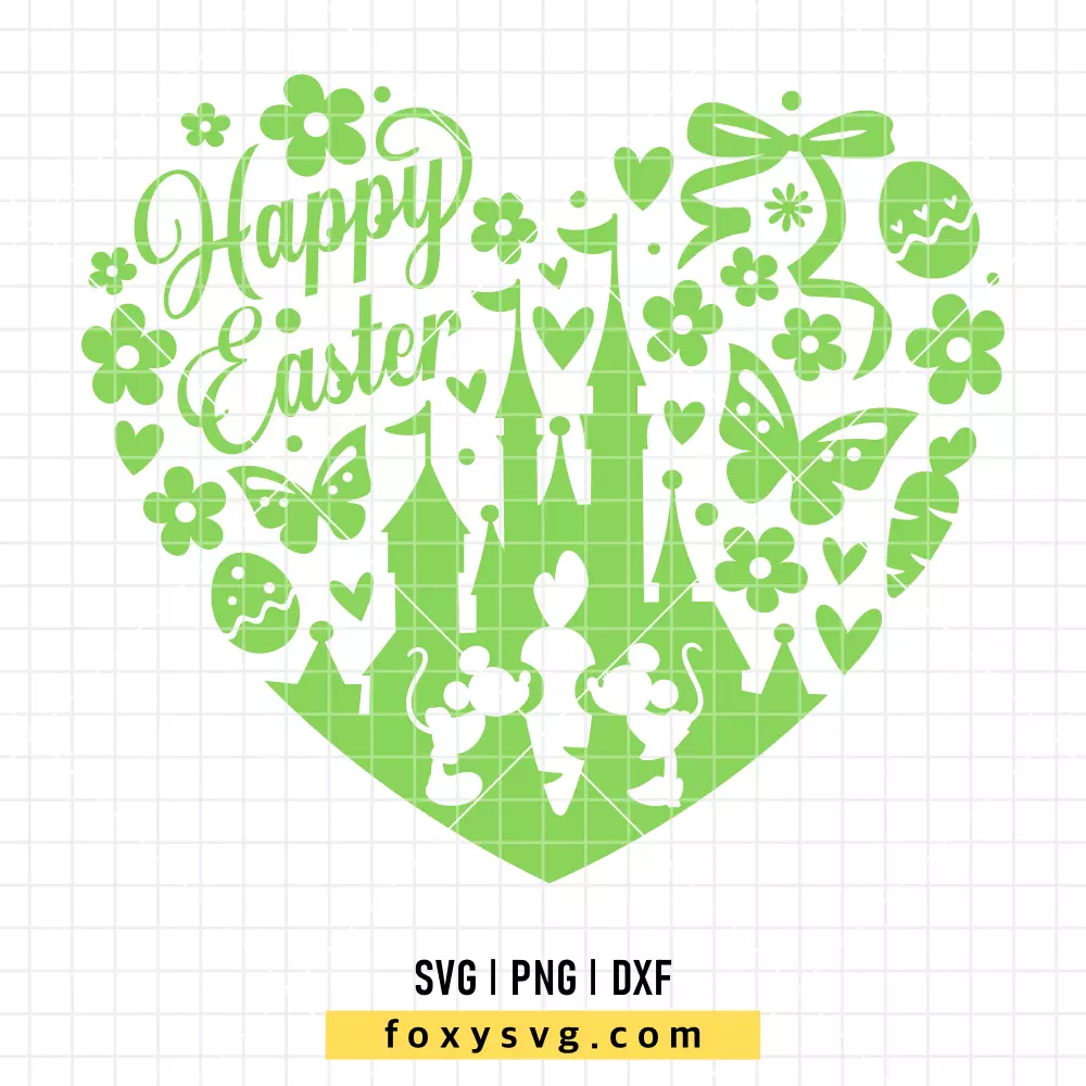Happy Easter Mickey Minnie Heart SVG | Disney SVG PNG Design for Cricut, Silhouette