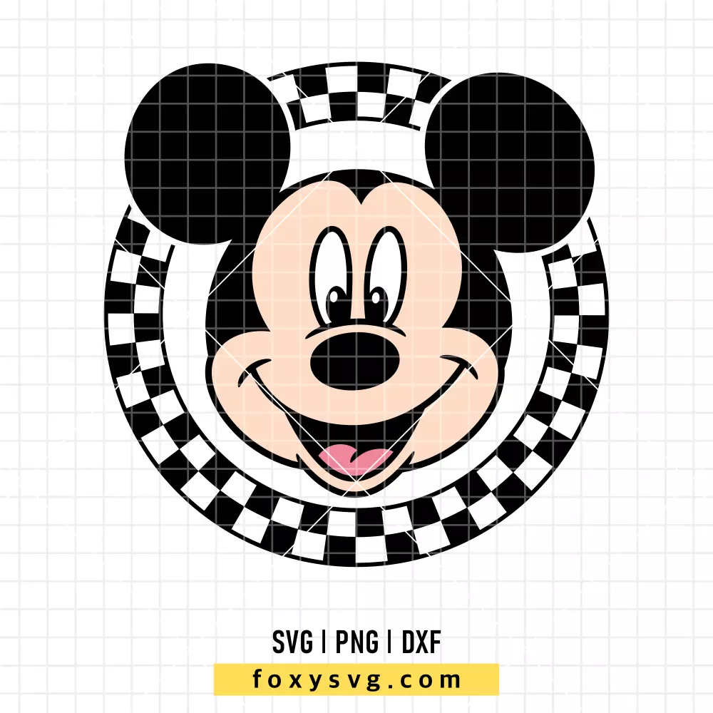 Mickey Checkered Retro Circle SVG, PNG | Disney SVG Cut File for Cricut & Silhouette