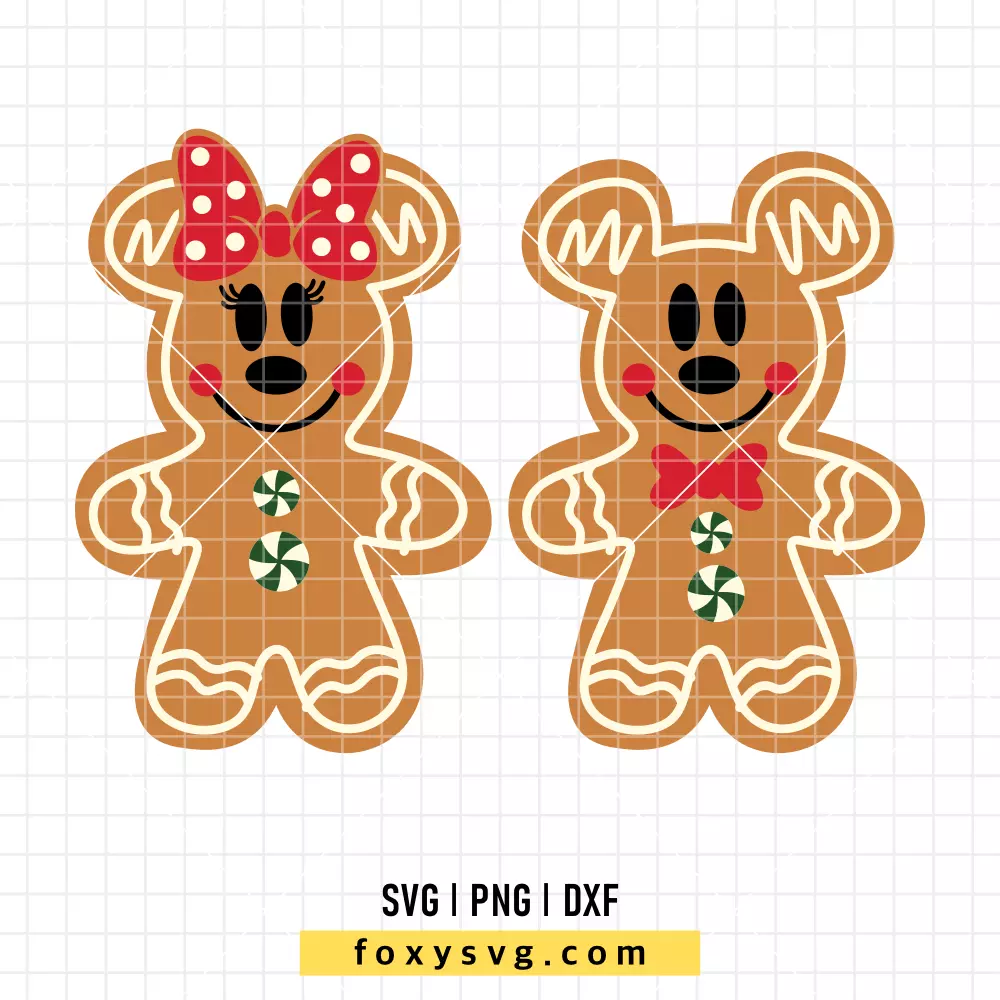 Mickey & Minnie Gingerbread Cookie SVG, PNG | Disney SVG Cut File for Cricut & Silhouette