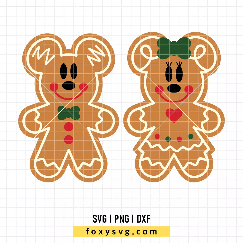 Mickey & Minnie Gingerbread SVG, PNG | Disney SVG Cut File for Cricut & Silhouette