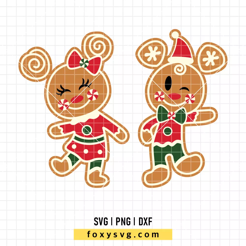 Mickey & Minnie Mouse Gingerbread SVG, PNG | Disney SVG Cut File for Cricut & Silhouette