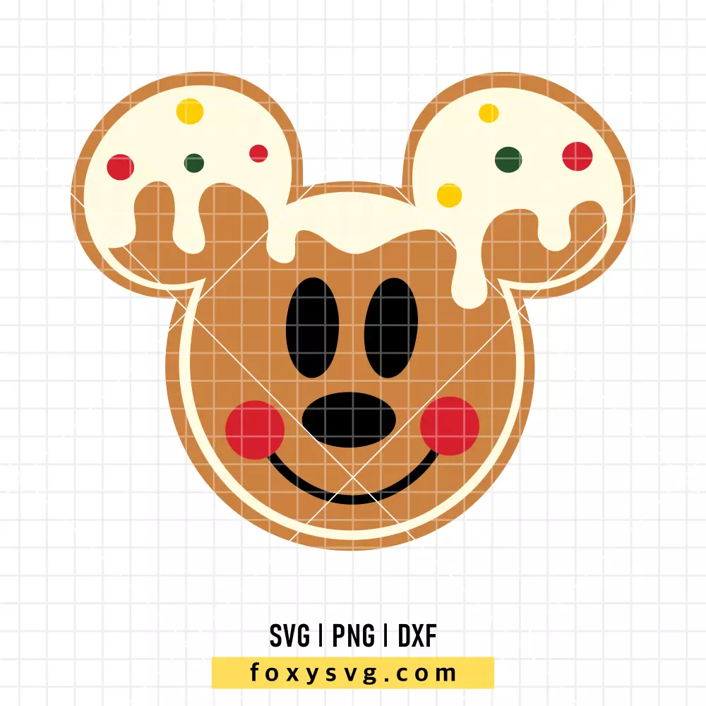 Mickey Mouse Gingerbread Head SVG, PNG | Disney SVG Cut File for Cricut & Silhouette