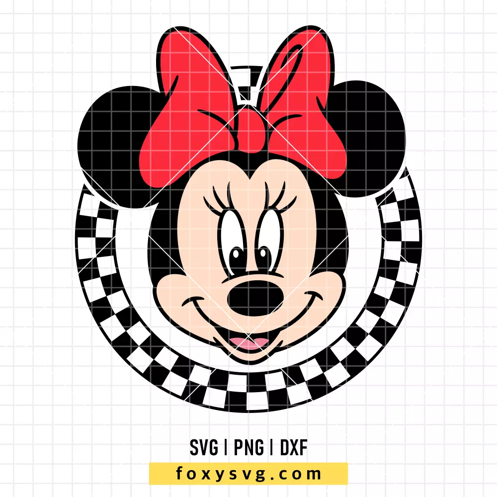 Minnie Checkered Retro Circle SVG, PNG | Disney SVG Cut File for Cricut & Silhouette