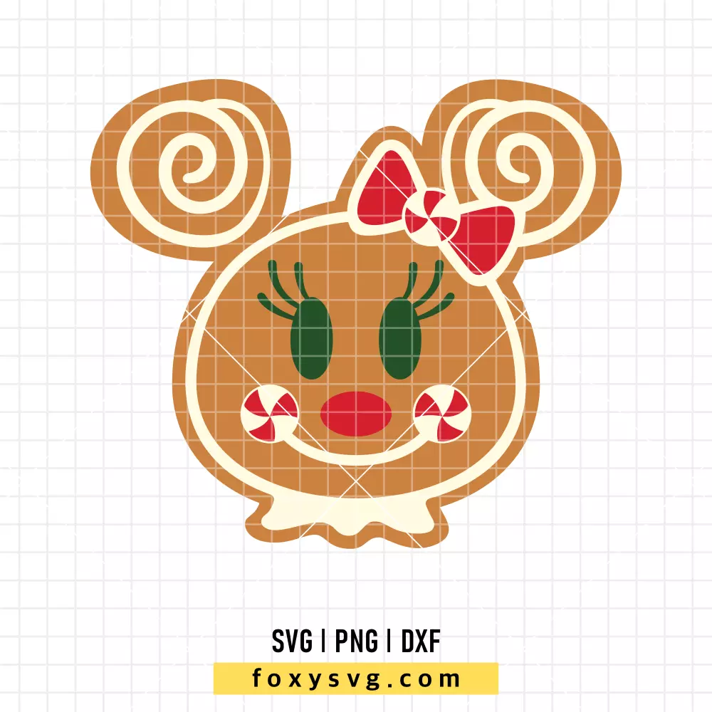 Minnie Gingerbread Head SVG, PNG | Disney SVG Cut File for Cricut & Silhouette
