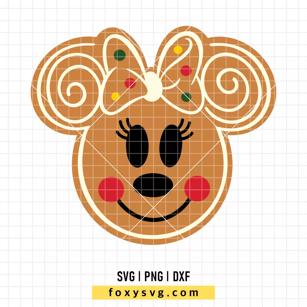 Minnie Mouse Gingerbread Head SVG, PNG | Disney SVG Cut File for Cricut & Silhouette