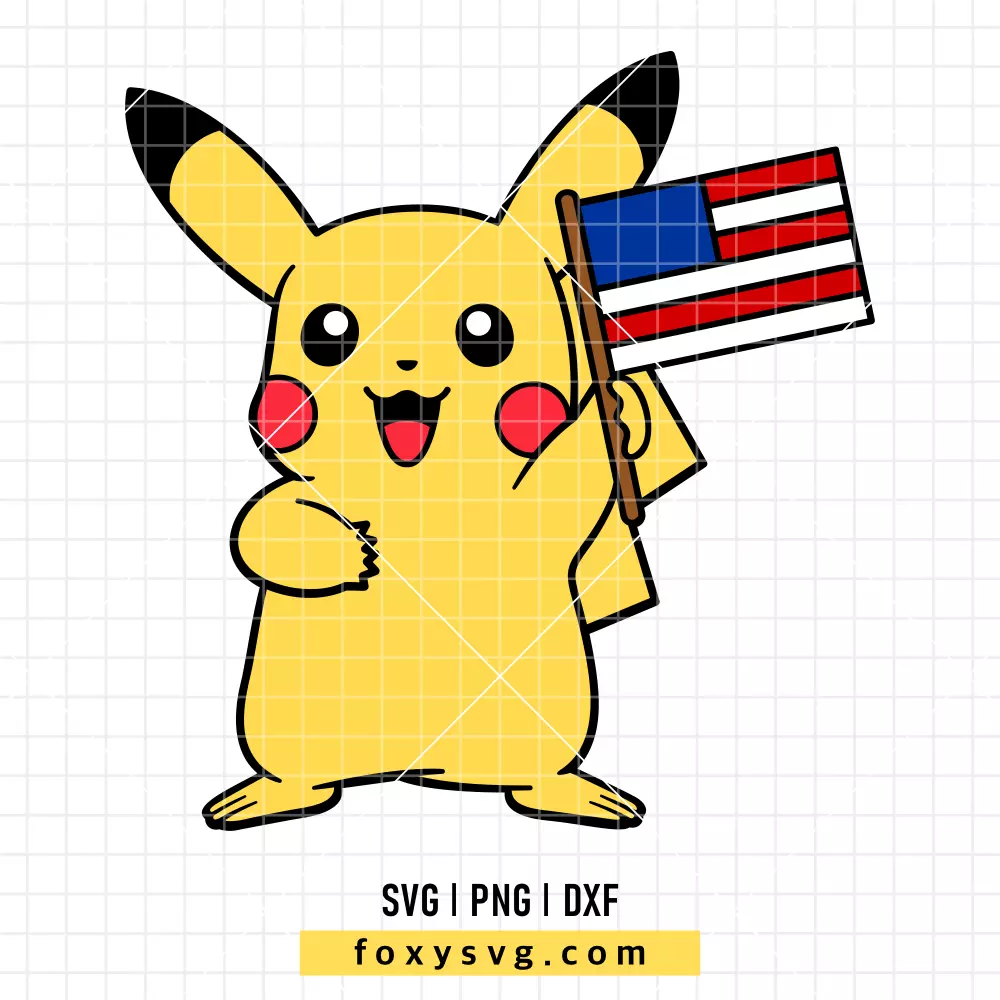 Patriotic Pikachu SVG, PNG | Pokemon SVG Cut File for Cricut & Silhouette