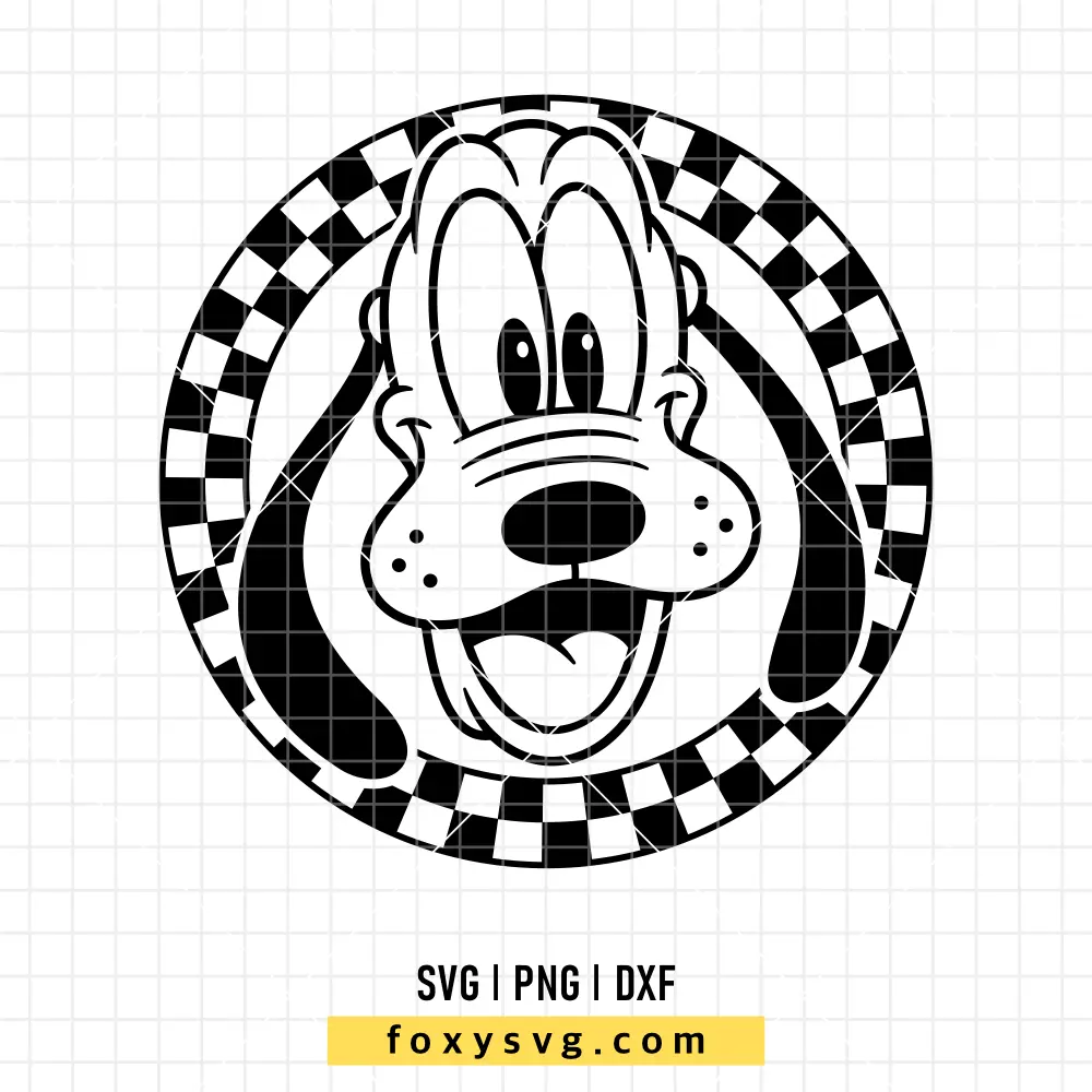 Pluto Checkered Circle SVG, PNG | Disney SVG Cut File for Cricut & Silhouette