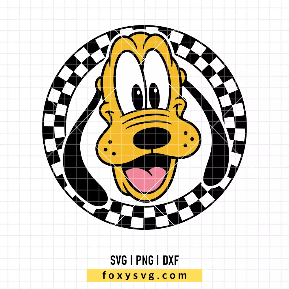 Pluto Checkered Retro Circle SVG, PNG | Disney SVG Cut File for Cricut & Silhouette
