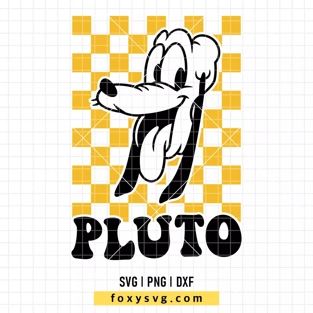 Pluto Checkered Retro SVG, PNG | Disney SVG Cut File for Cricut & Silhouette