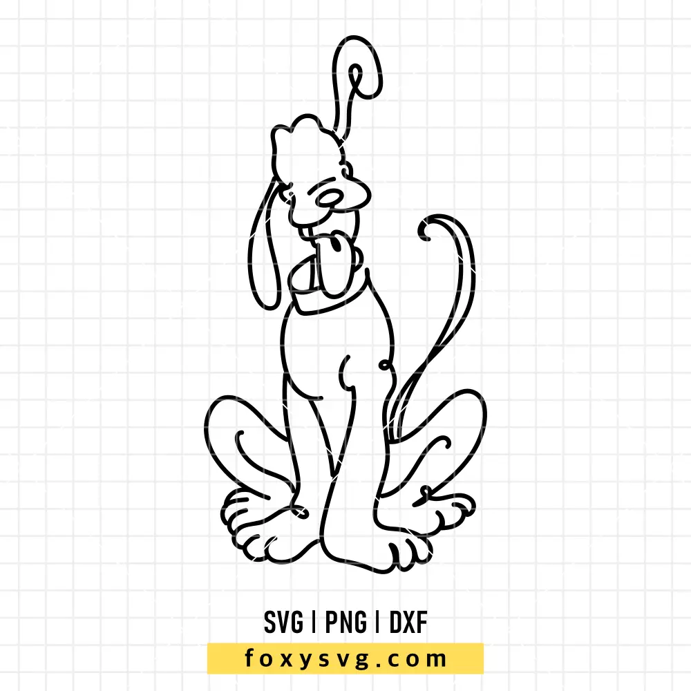 Pluto Outline Sketch SVG | Disney SVG PNG Design for Cricut, Silhouette