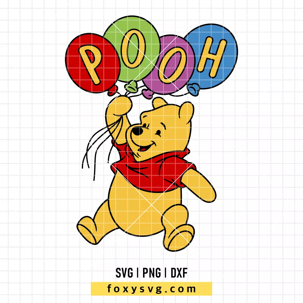 Pooh Balloons SVG, PNG | Disney SVG Cut File for Cricut & Silhouette