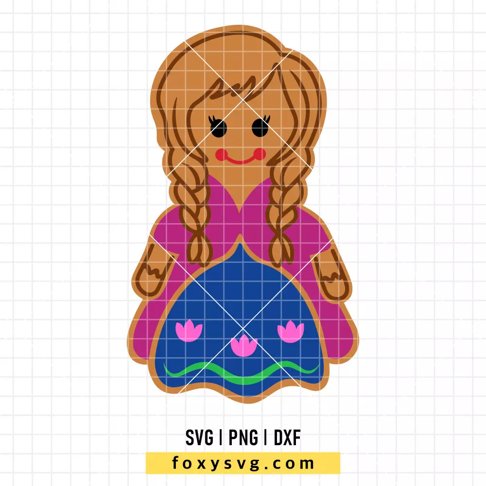Princess Anna Gingerbread SVG, PNG | Disney SVG Cut File for Cricut & Silhouette