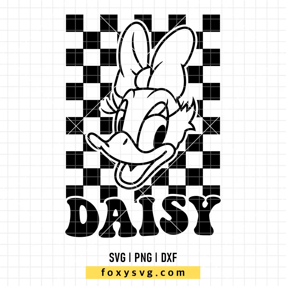 Retro Checkered Daisy Duck SVG, PNG | Disney SVG Cut File for Cricut & Silhouette
