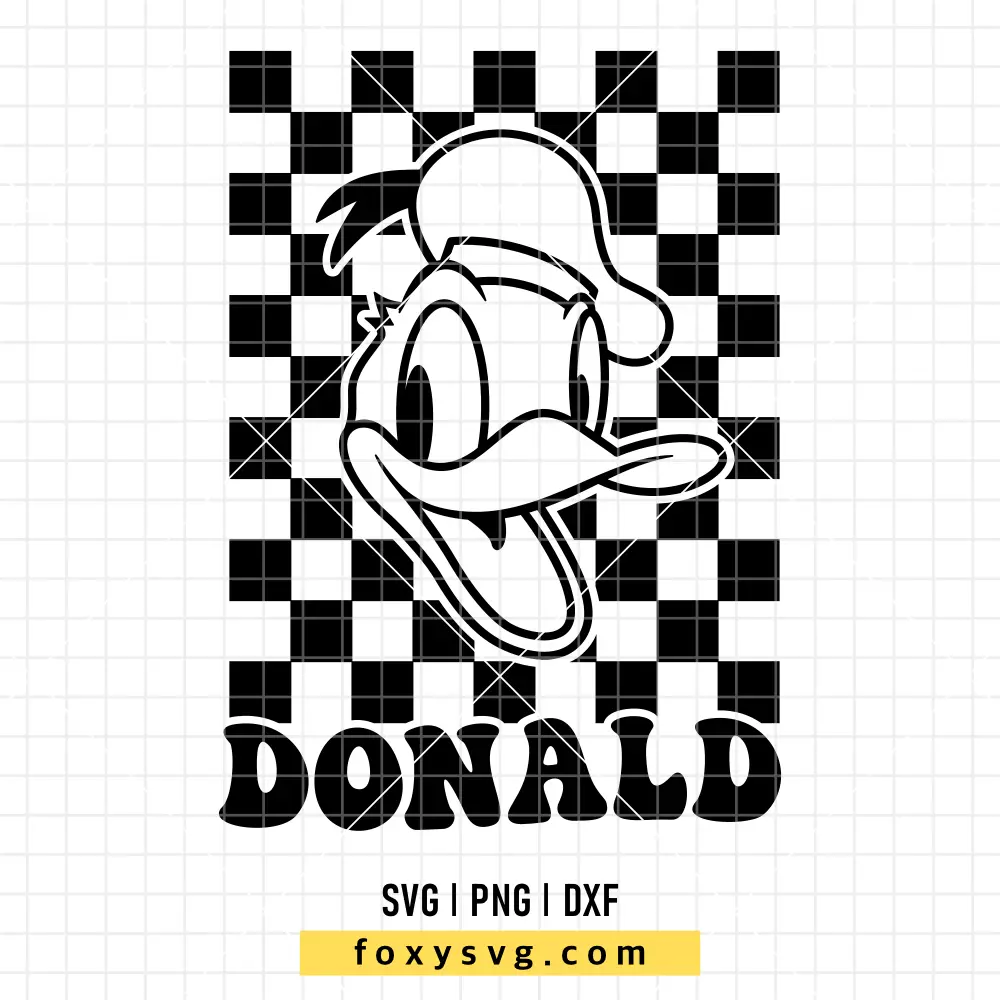 Retro Checkered Donald Duck SVG, PNG | Disney SVG Cut File for Cricut & Silhouette