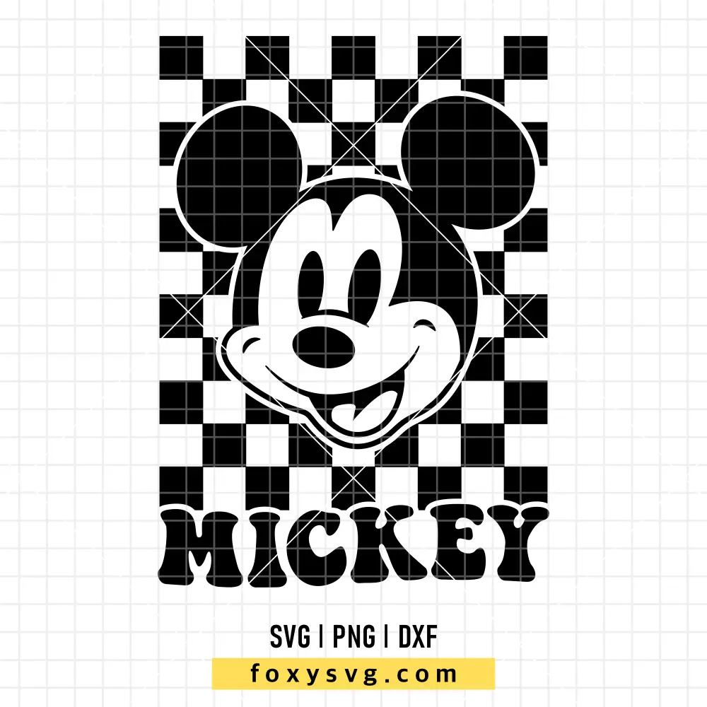Retro Checkered Mickey Mouse SVG, PNG | Disney SVG Cut File for Cricut & Silhouette