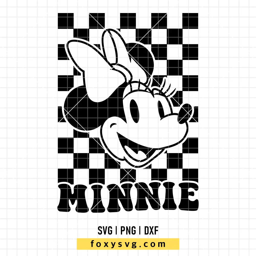 Retro Checkered Minnie Mouse SVG, PNG | Disney SVG Cut File for Cricut & Silhouette